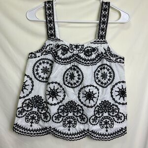 Design History Samara White with Black Embroidered Blouse